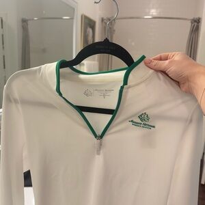 Masters White V-Neck Sweater with Green Trim